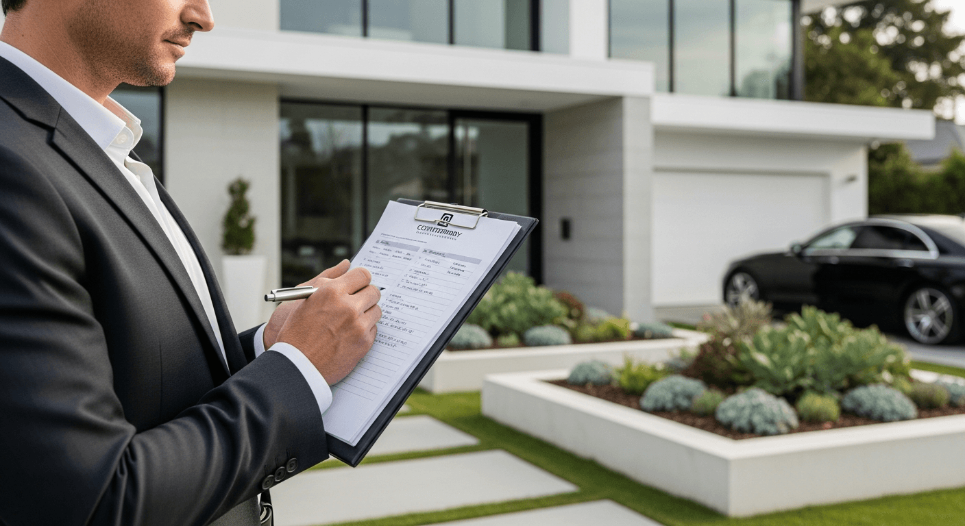 Real estate agent documenting notes after a property viewing