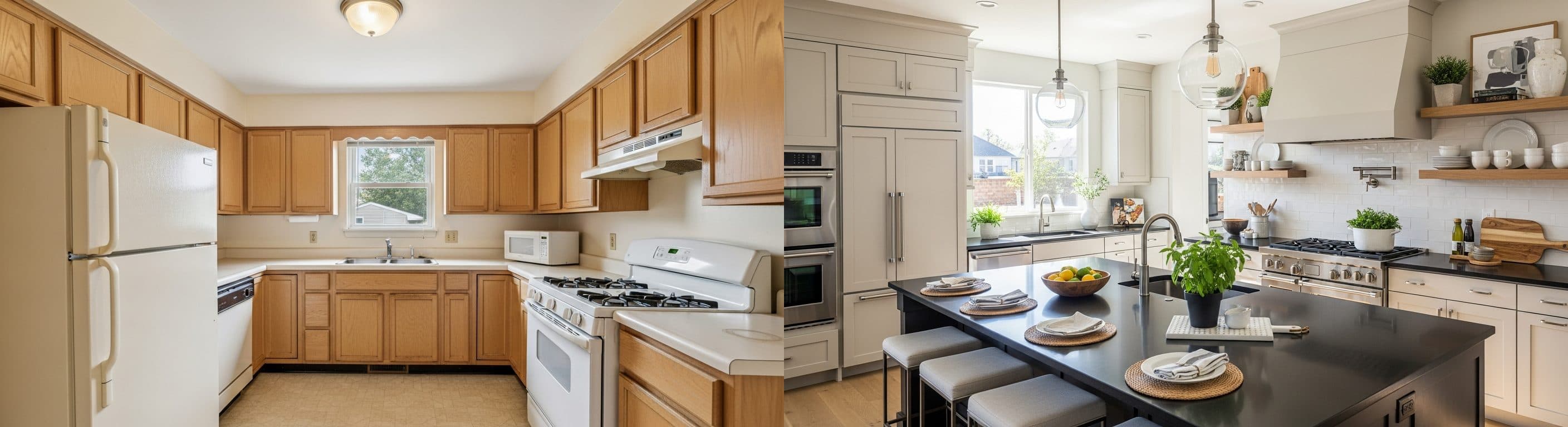 Cuisine : avant vs après staging virtuel