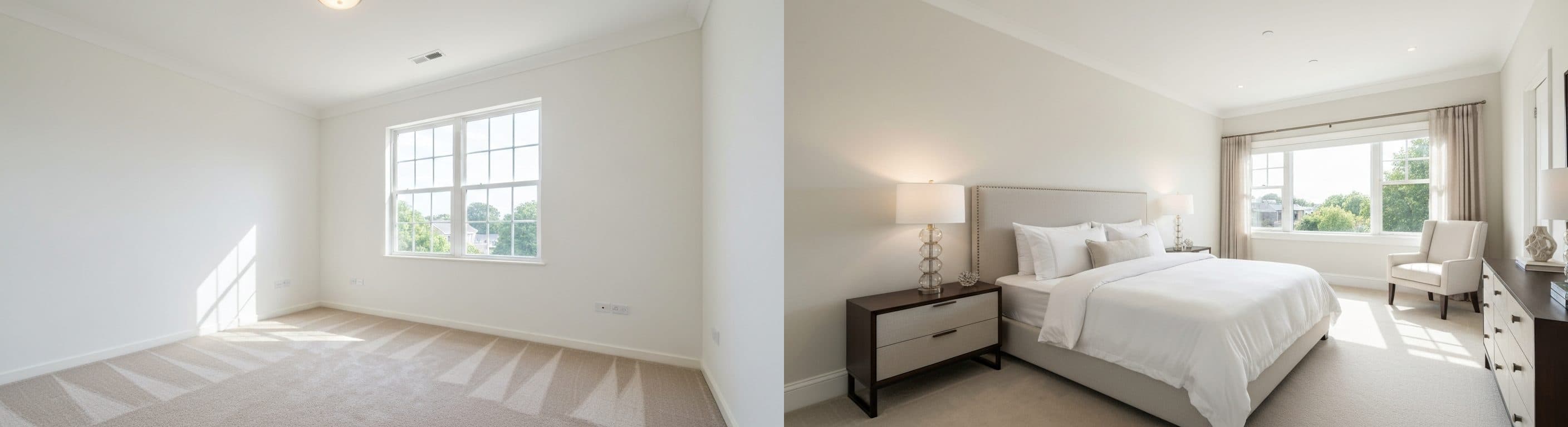 Chambre : avant vs après staging virtuel