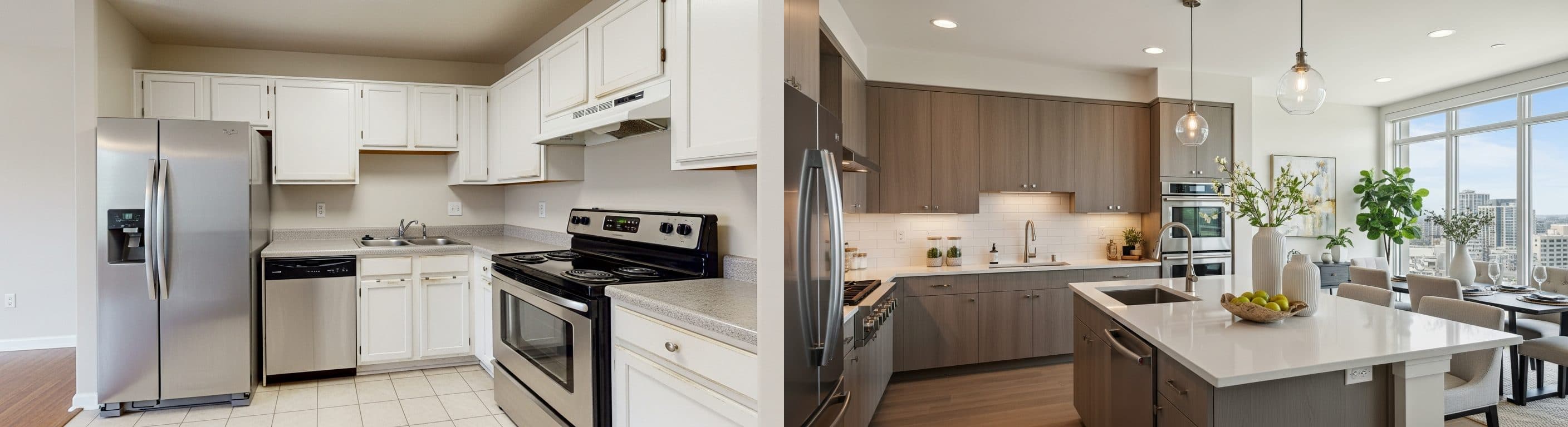 Cuisine : avant vs après home staging virtuel