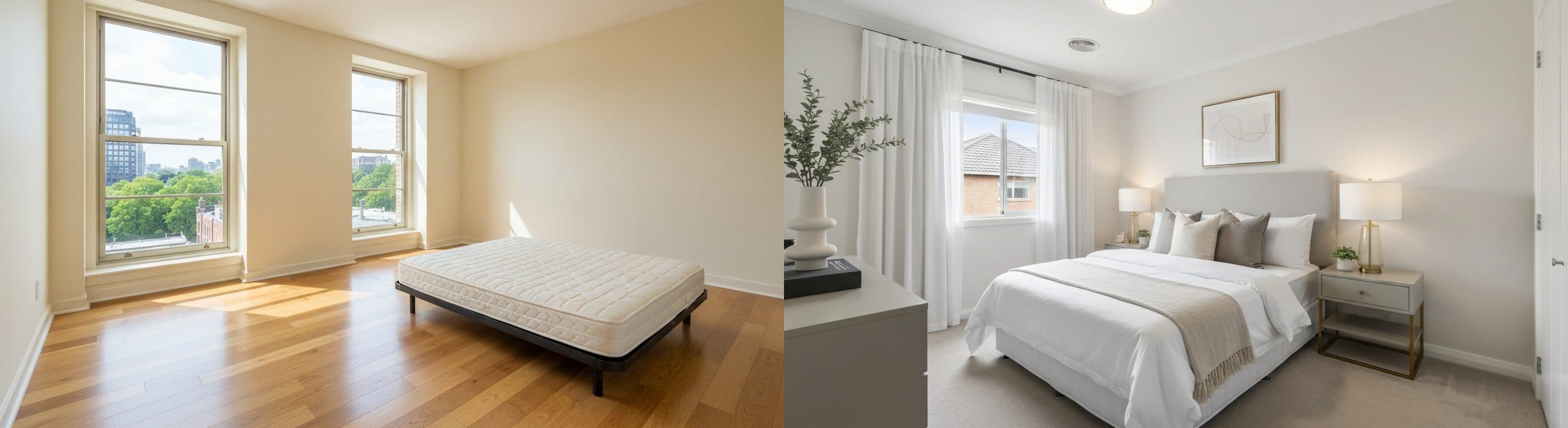 Chambre : avant vs après home staging virtuel