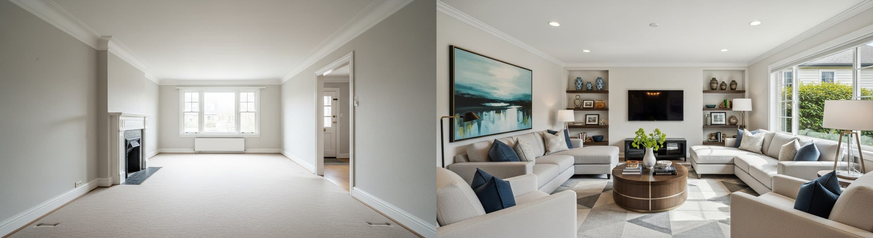 Nappali: virtuális lakberendezés előtt vs után