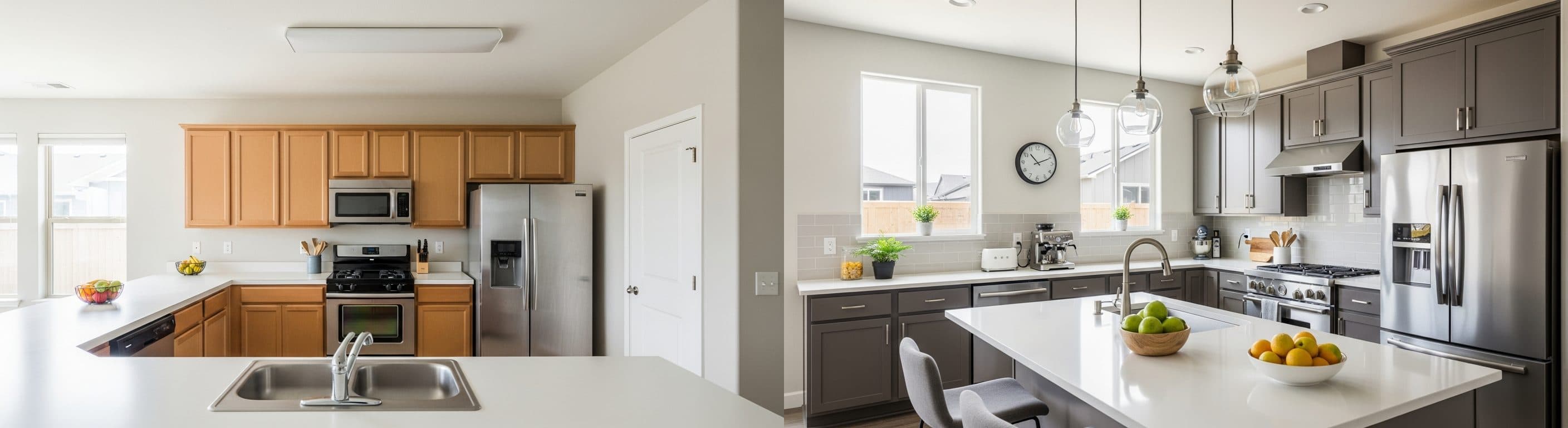 Cuisine : avant vs après mise en scène virtuelle