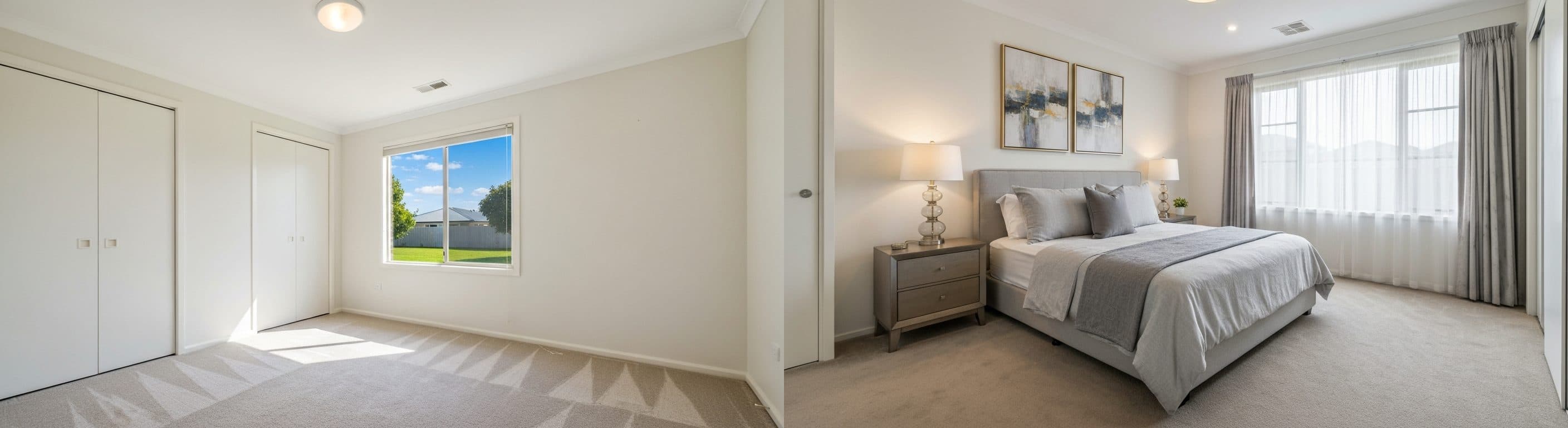 Chambre : avant vs après mise en scène virtuelle