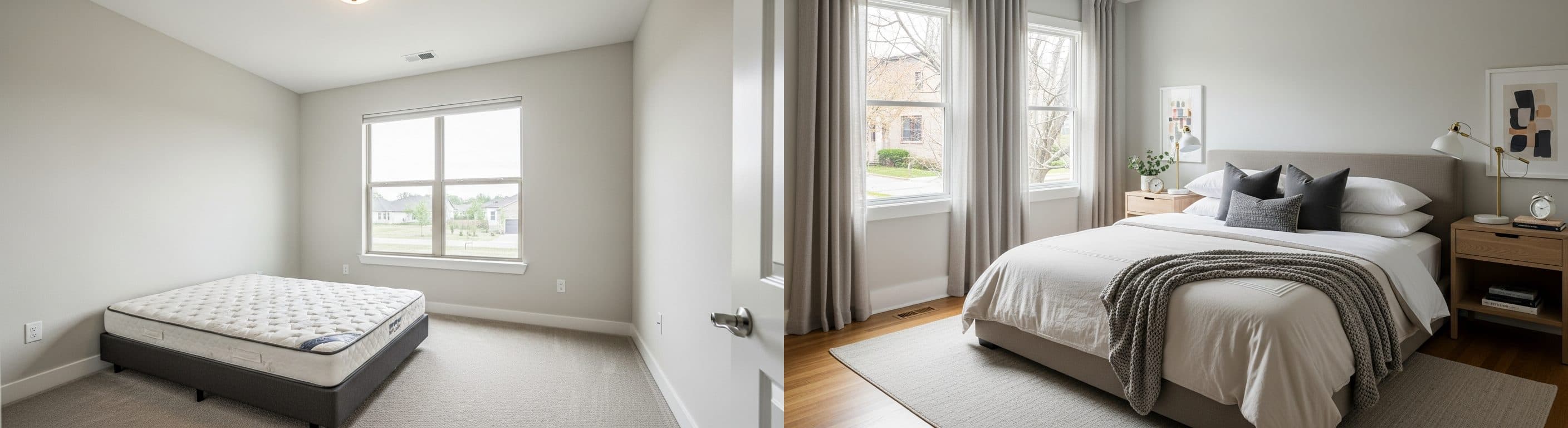 Slaapkamer: voor vs na virtuele staging