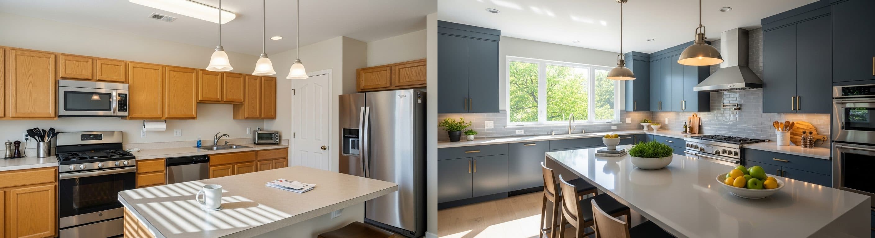 Kitchen: before vs after virtual staging