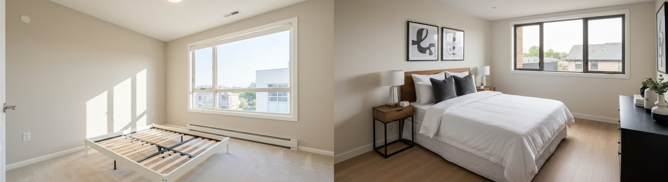Bedroom: before vs after virtual staging