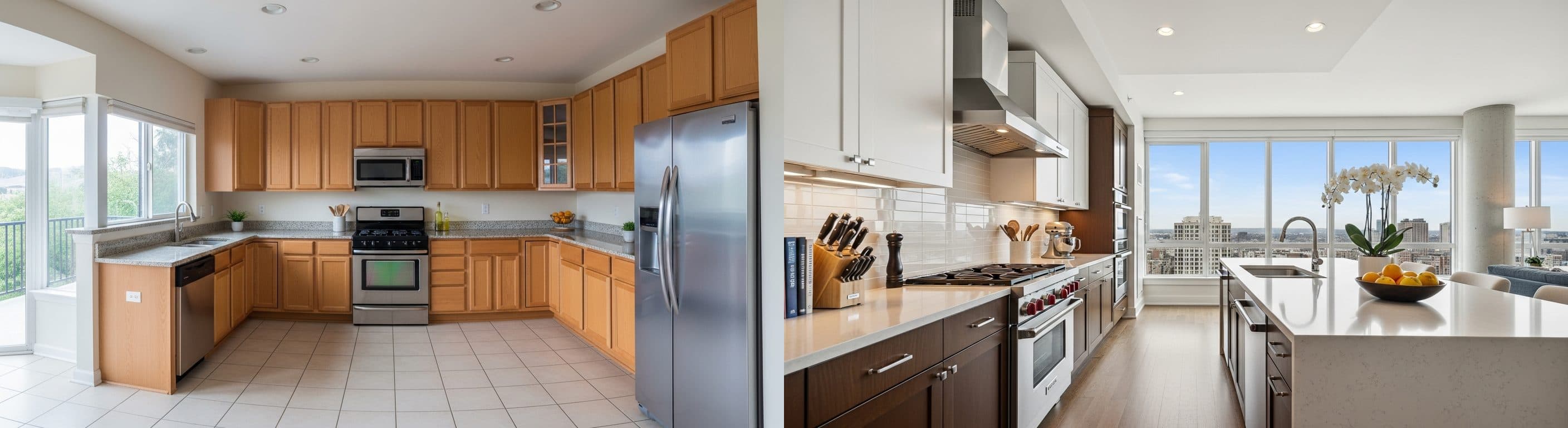 Kuchyně: před a po virtuálním stagingu