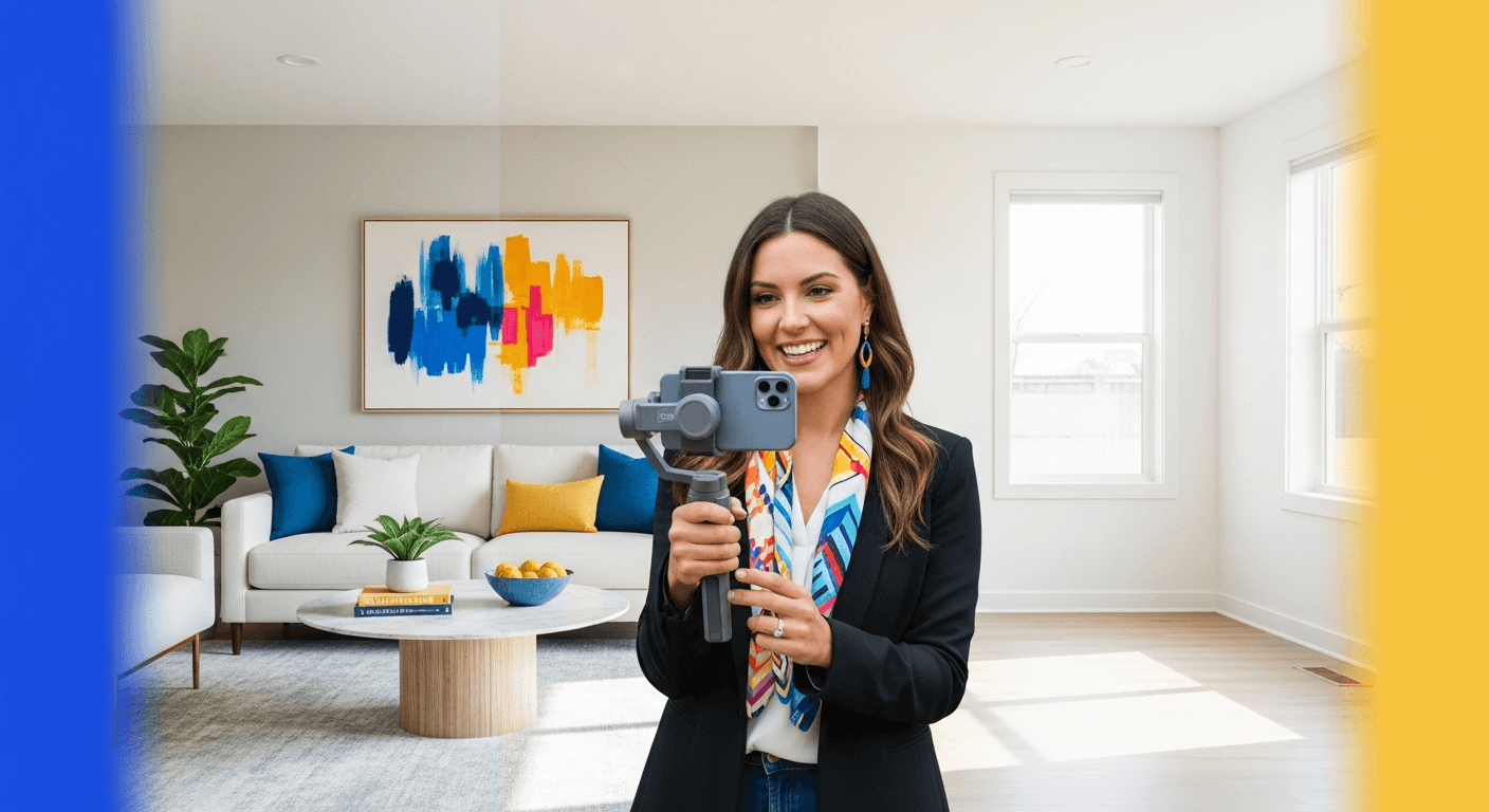 Dynamický reel na sociálnych sieťach predstavujúci prehliadku inscenovanej nehnuteľnosti pre realitných maklérov