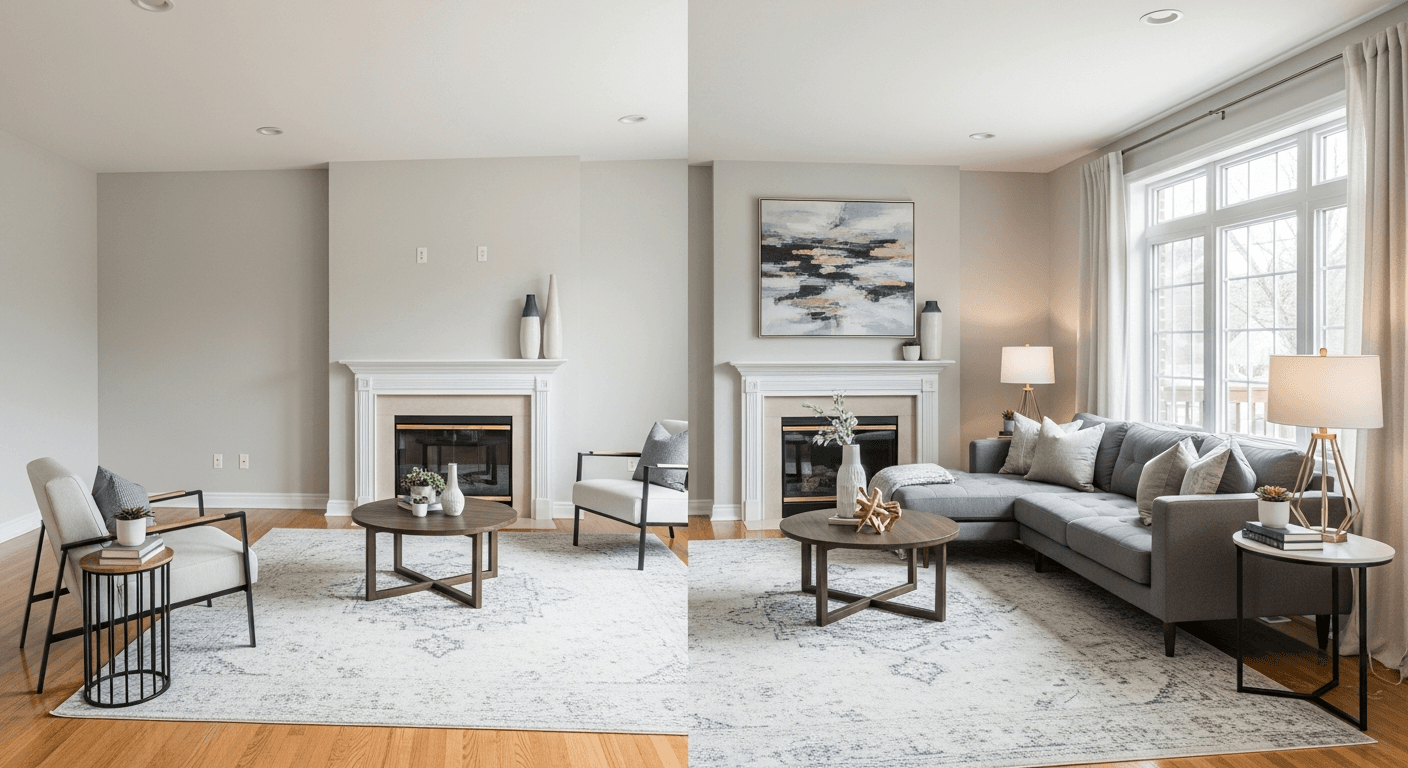 Küche: Vorher vs. Nachher virtuelles Staging