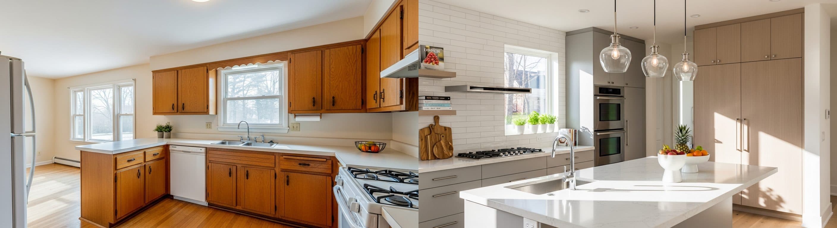 Cuisine : avant vs après home staging virtuel