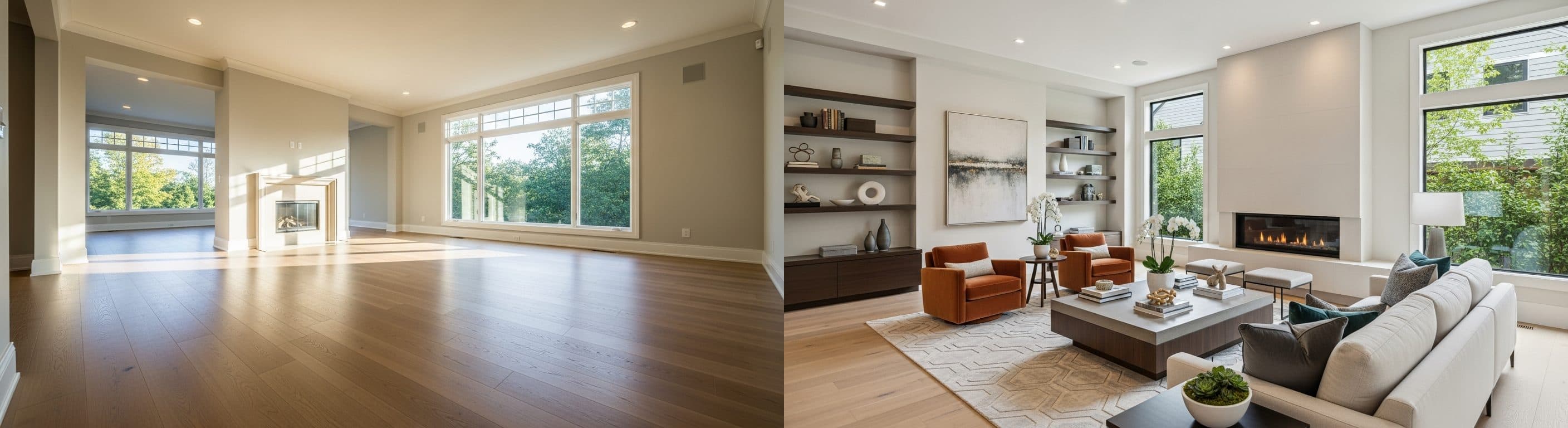 Sala de Estar: antes vs depois do staging virtual