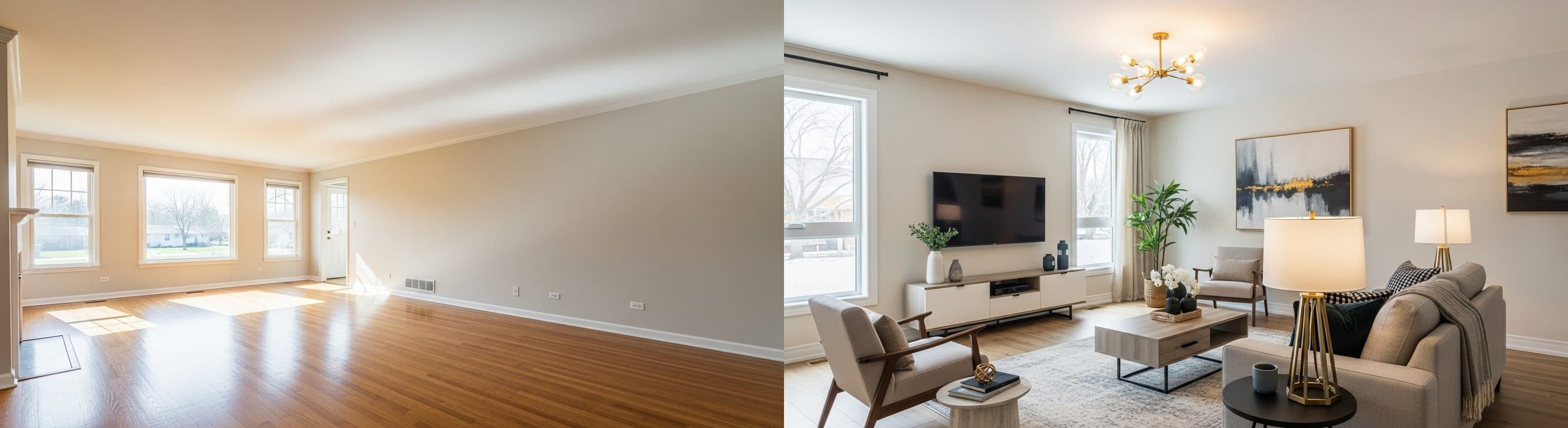 Salon: przed vs po wirtualnym home staging