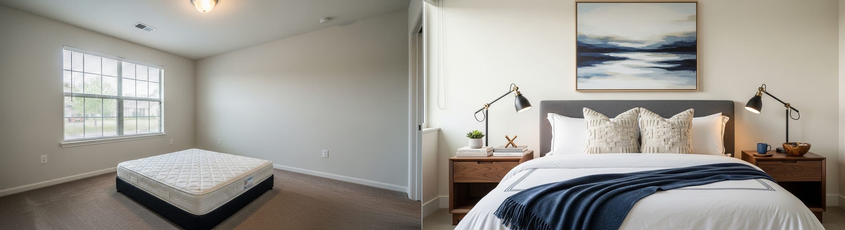 sypialnia: przed vs po wirtualnym stagingu