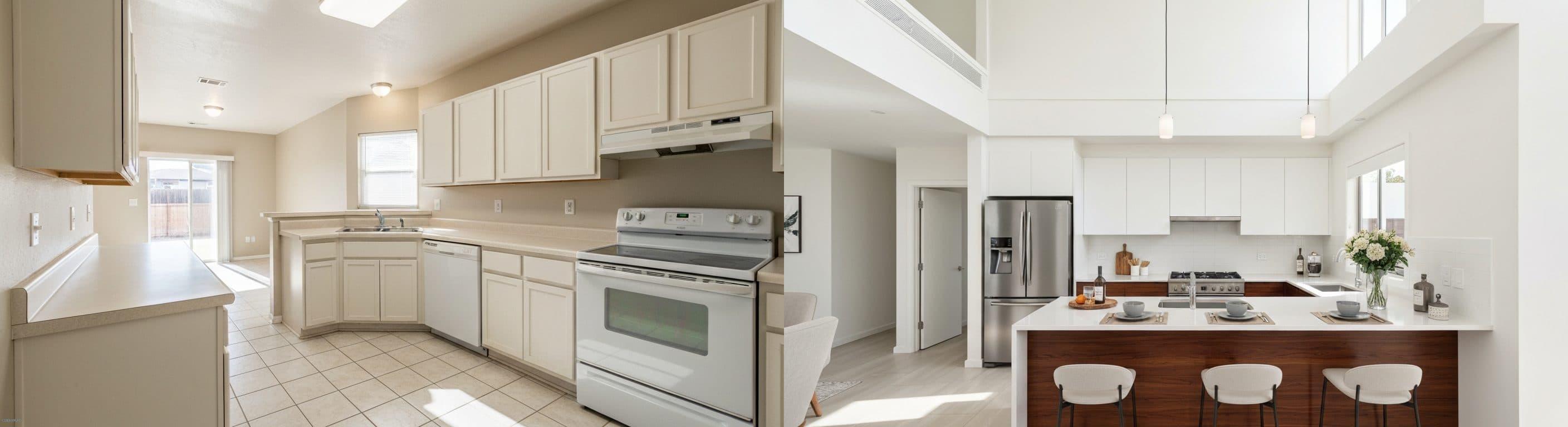 kuchnia: przed vs po wirtualnym stagingu