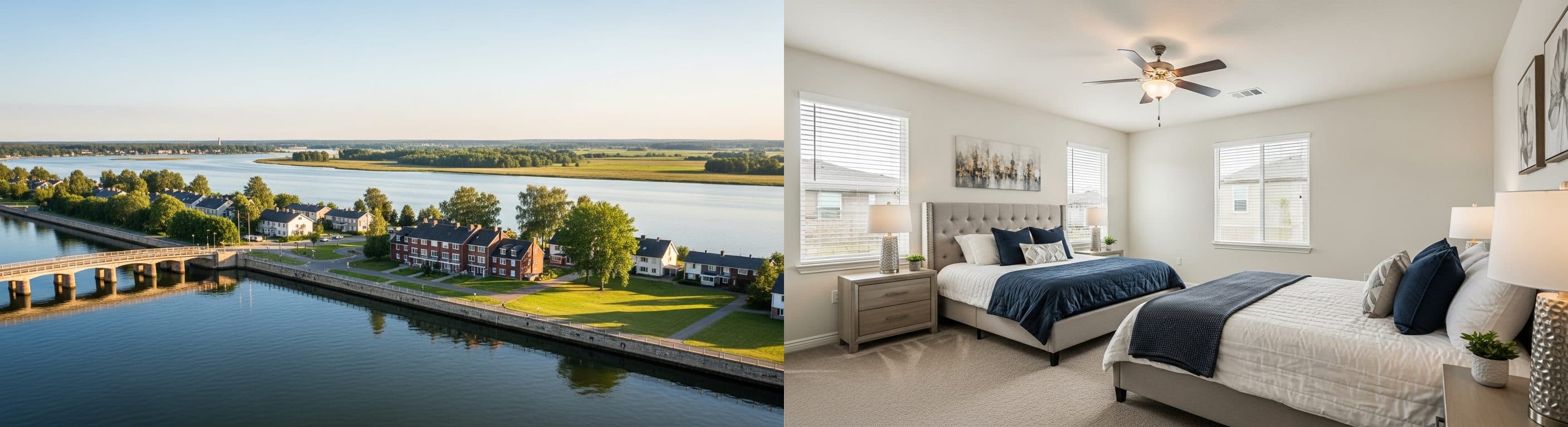 Schlafzimmer: vor vs. nach virtuellem Staging