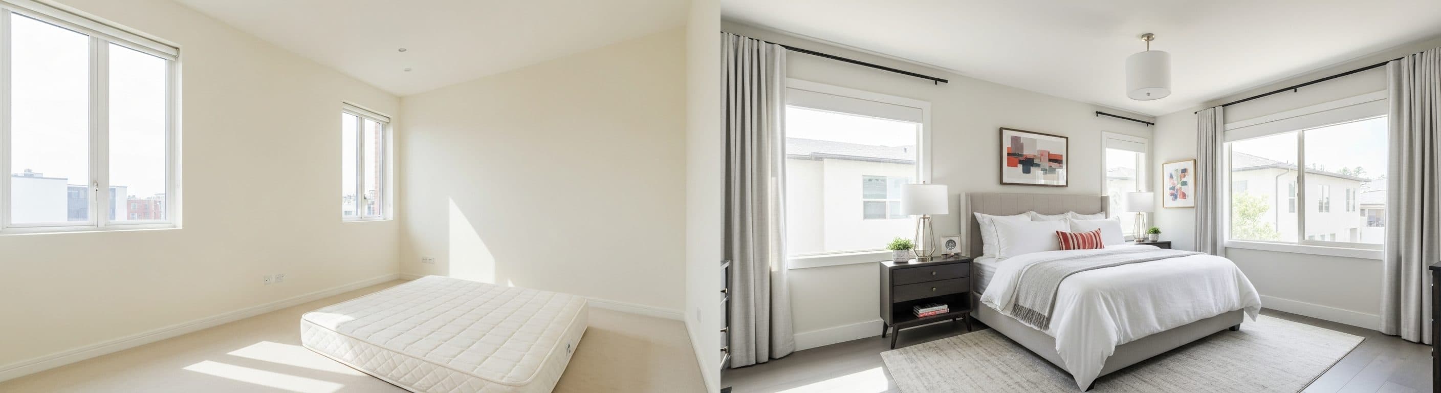 Bedroom: before vs after virtual staging