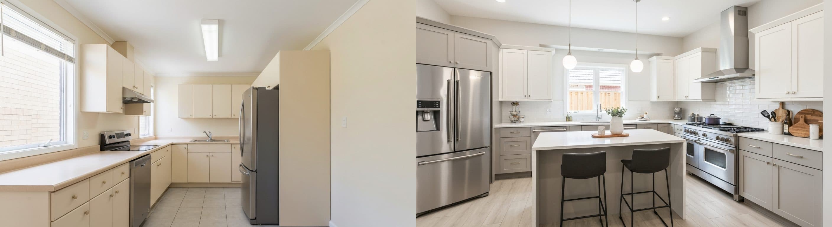 Küche: vor vs. nach Virtual Staging