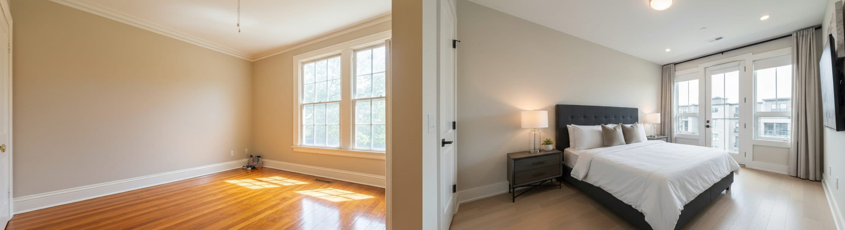 Dormitor: înainte vs după amenajarea virtuală