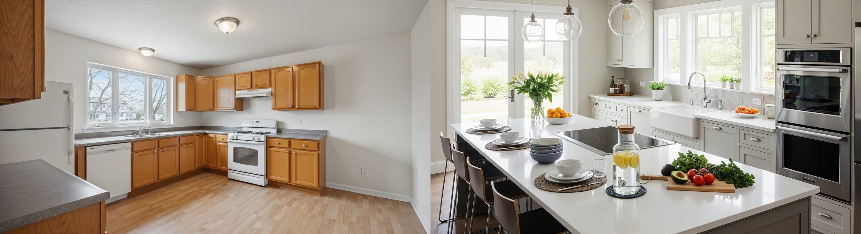 Cocina: antes vs después del staging virtual