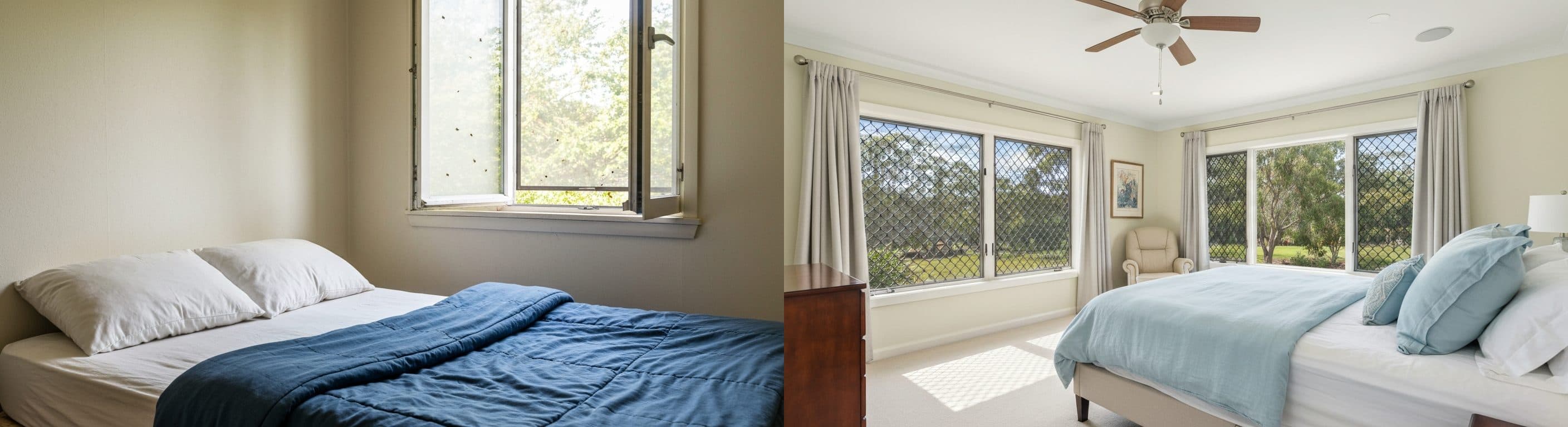 Spálňa: pred a po virtuálnom stagingu