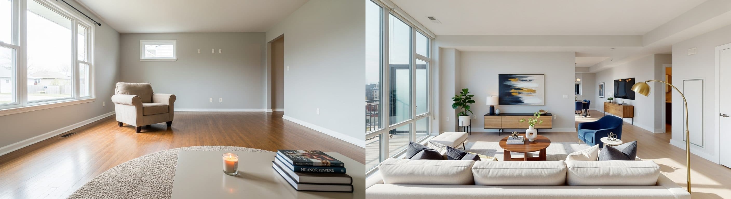 Salon: przed i po wirtualnym stagingu