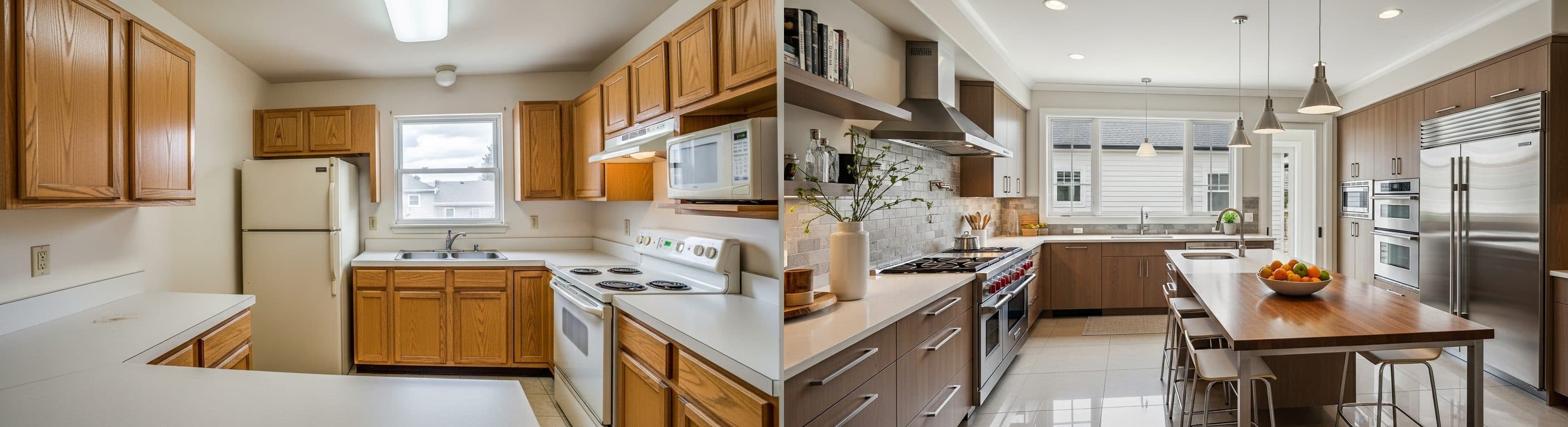 Cuisine : avant vs après staging virtuel