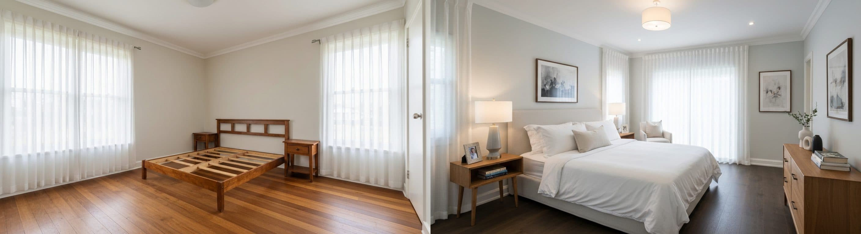 Chambre : avant vs après staging virtuel