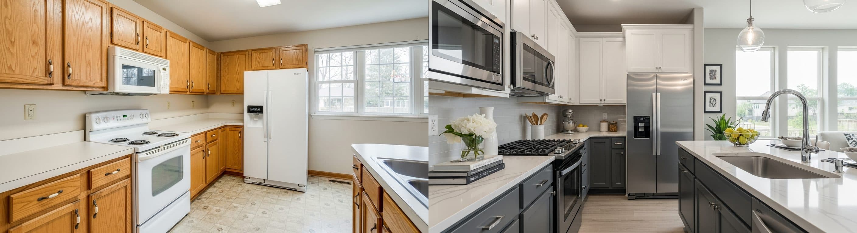 Kuchnia: przed vs po wirtualnym stagingu