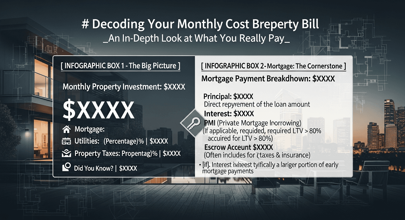 Ilustracja przykładowego miesięcznego obliczenia kosztów nieruchomości w ekspozycji nieruchomości