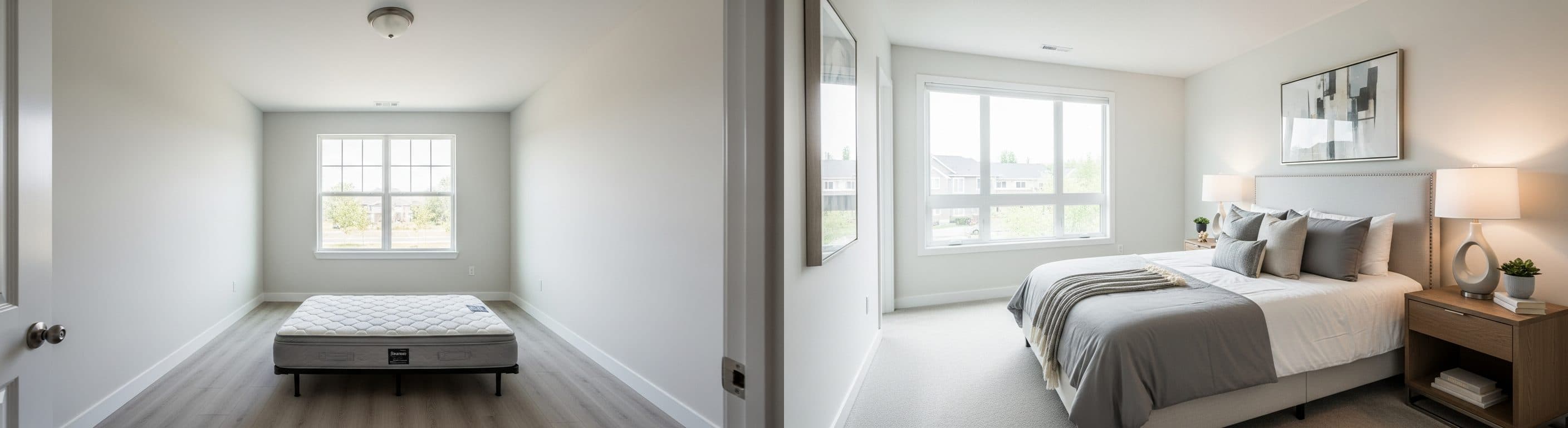 Schlafzimmer: Vorher vs. Nachher virtuelles Staging