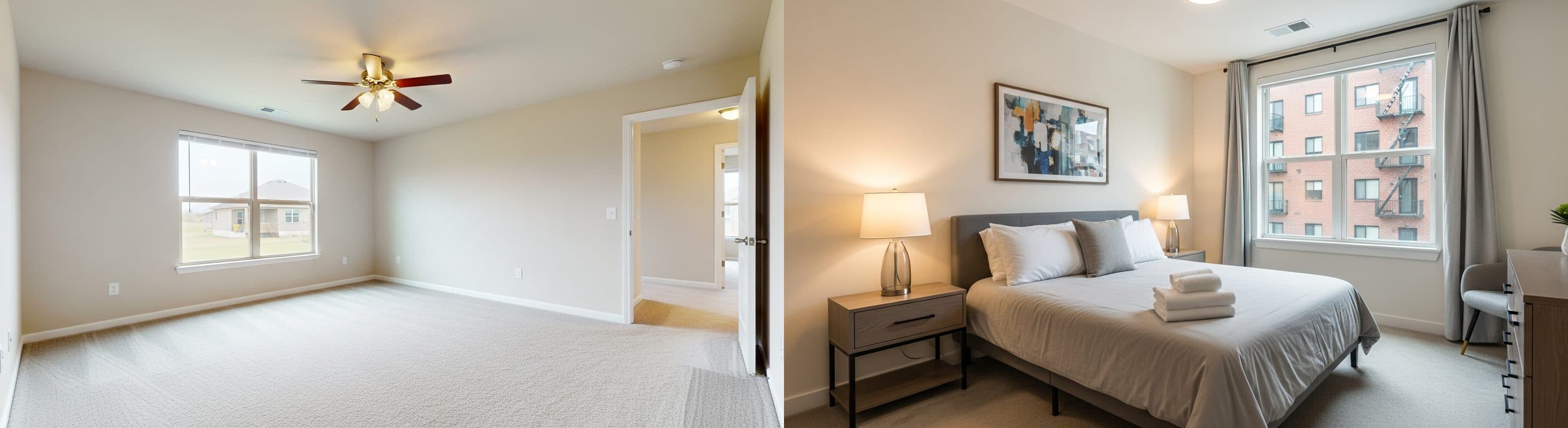 Camera da letto: prima vs dopo lo staging virtuale