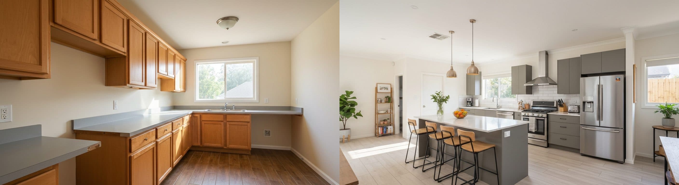 Cucina: prima vs dopo lo staging virtuale