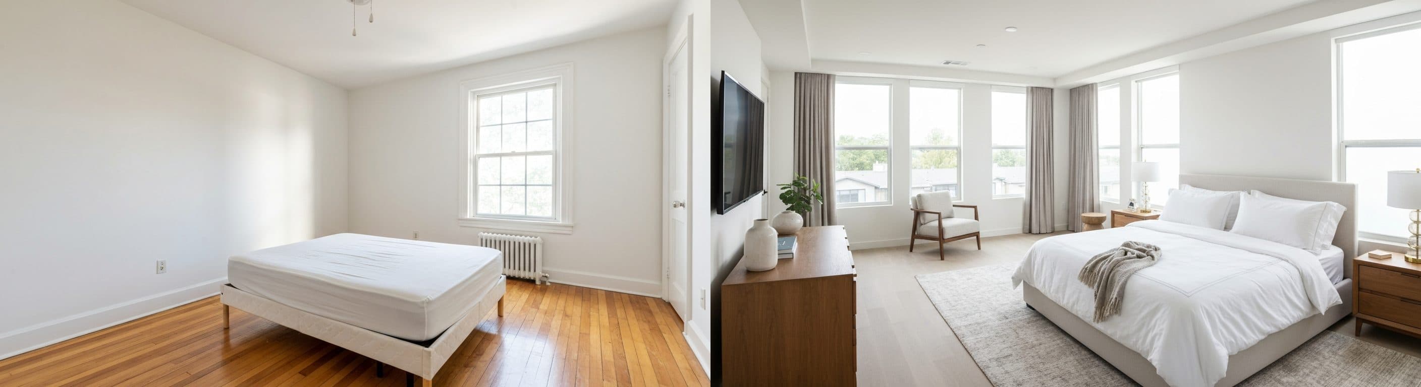 Chambre : avant vs après home staging virtuel